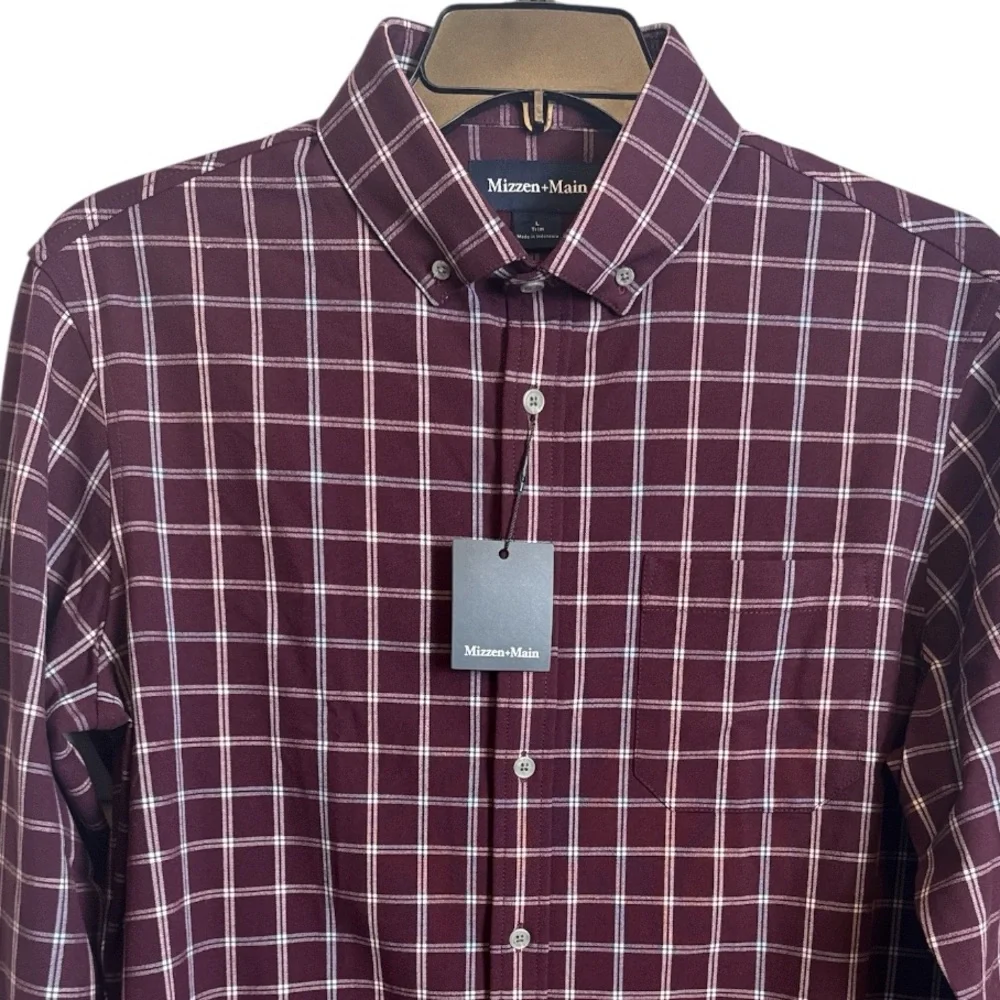 NWT Mizzen+Main City Flannel Wine Richard Plaid L Large NEW $158 - Picture 8 of 8